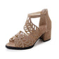 Women's new bohemian style hollow high-heeled shoes