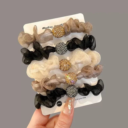Ligas elegantes para el cabello con malla y pedrería