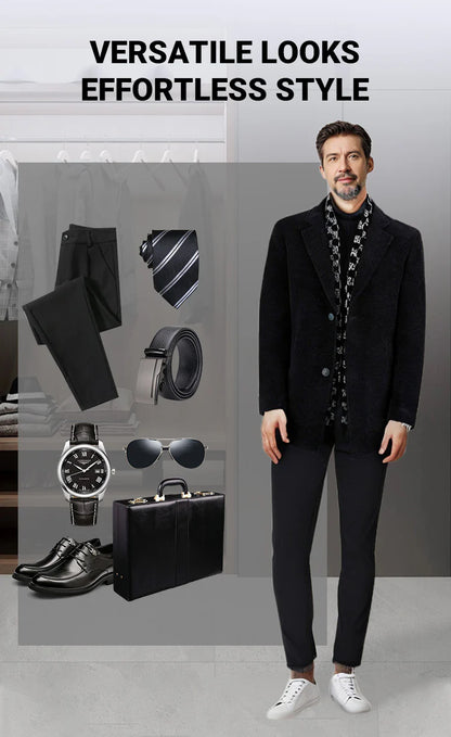 🧥Chaqueta de tweed de invierno con solapa con muescas y forro de plumón de pato blanco para hombre