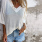 V-neck Hollow Knitted Top (Buy 2 Free Shipping)