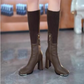 Fashion Stretch Knitted High Chunky Heel Boots for Women