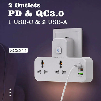 Universal Power Socket Converter With Night Lamp