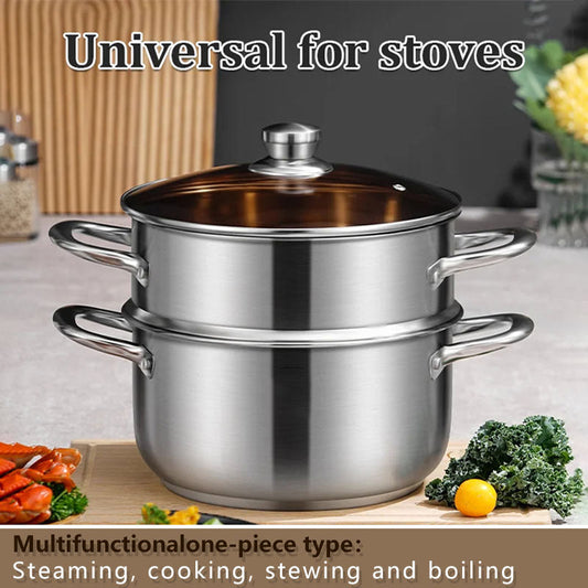 🔥Stainless Steel Multifunctional Double-Layer Pot & Steamer