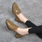 Women's Slip On Chunky Mid Heel Loafers（50% OFF）