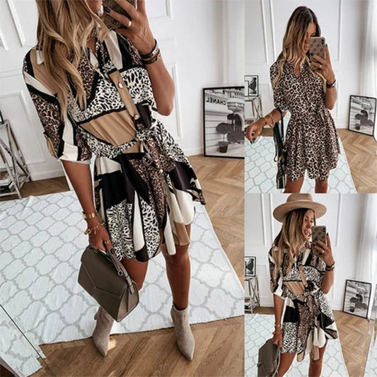 🔥Summer Sales🔥Animal Printed Short Shirts Dress for Women