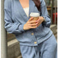 🔥Hot sale🔥Women's Knitted Buttoned Jacket and Pants Two-piece Set