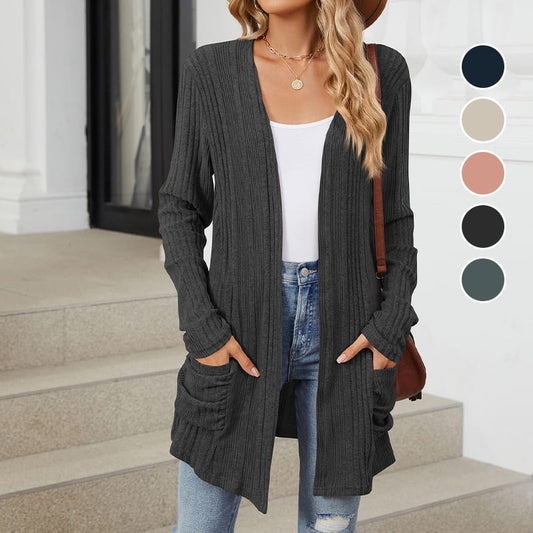 Women's Casual Knit Long-Sleeve Open Front Coat