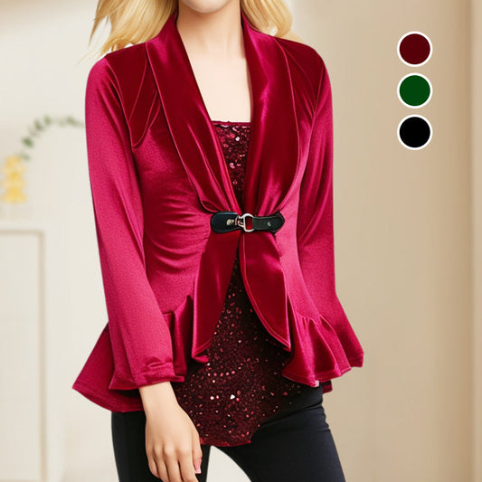 Sequined Buttoned Patchwork Long-Sleeve Top