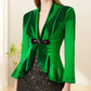 Sequined Buttoned Patchwork Long-Sleeve Top