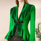 Sequined Buttoned Patchwork Long-Sleeve Top