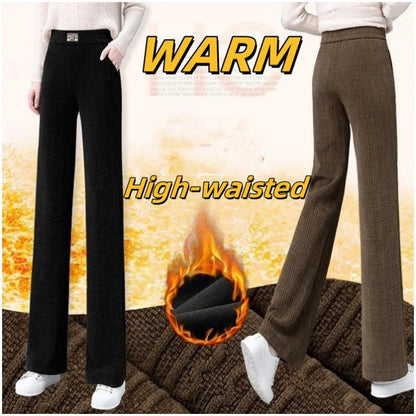 Women's High Waist Warm Wide-Leg Pants