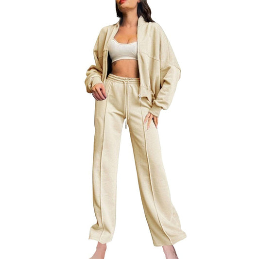 🍂Autumn discount 50%🍂Women's Long Sleeve Zip Coat Drawstring Sweatpants 2-Piece Sets