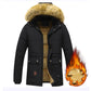 Men's Plush-Lined Thick Winter Jacket with Removable Hood