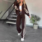 🎉Black Friday - Early Bird Price🎁Women's Striped Zipper Jacket & Casual Pants 2-Piece Set