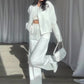 Women’s Solid Color Jacket and Loose Pants 2-Piece Set