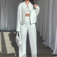 Women’s Solid Color Jacket and Loose Pants 2-Piece Set