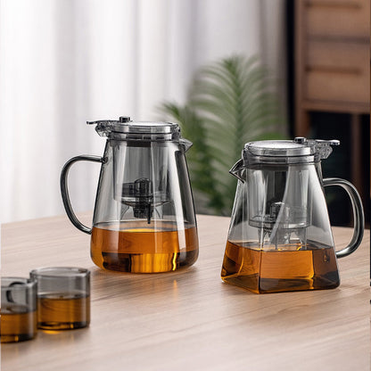 One-Click Glass Teapot with Removable Infuser Strainer