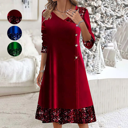 🎄🎄Christmas special👗Sequin A-Line Midi Dress for Women