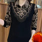 Elegant Warm Thickened Lapel Floral Top