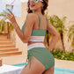 🔥2025 Spring New🔥✨👙High Waisted Tummy Control Colour Block Bikini Sets