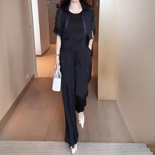 Conjunto de chaqueta camisera, chaleco y pantalón de 3 piezas para mujer