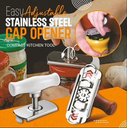 🔩 ¡COMPRA 2 LLEVA 3! ⏳ Abridor de Tapas Ajustable de Acero Inoxidable - Ajuste Automático para Diferentes Tamaños, Fácil de Usar 🍾✨