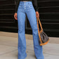 Jeans acampanados de cintura alta de moda para mujer