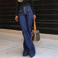 Jeans acampanados de cintura alta de moda para mujer