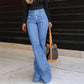 Jeans acampanados de cintura alta de moda para mujer