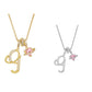 Initial Letter Necklace with Pink Heart Charm