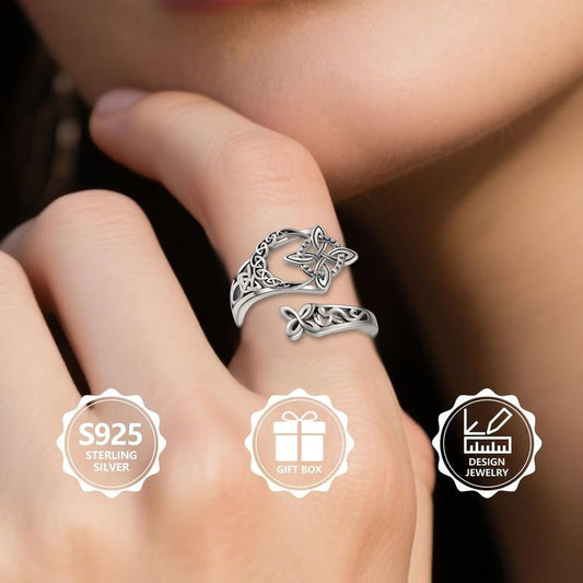 🧡S925 Sterling Silver Celtic Knot Open Ring✨