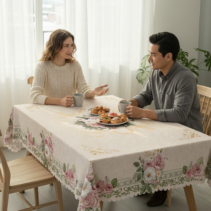 Waterproof Floral Print Tablecloth for Dining & Parties
