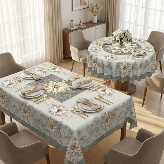 🔥Elegant Waterproof Embossed Floral Tablecloth
