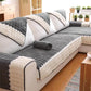 Corduroy Colour Block Non-slip Couch Cover with Lace