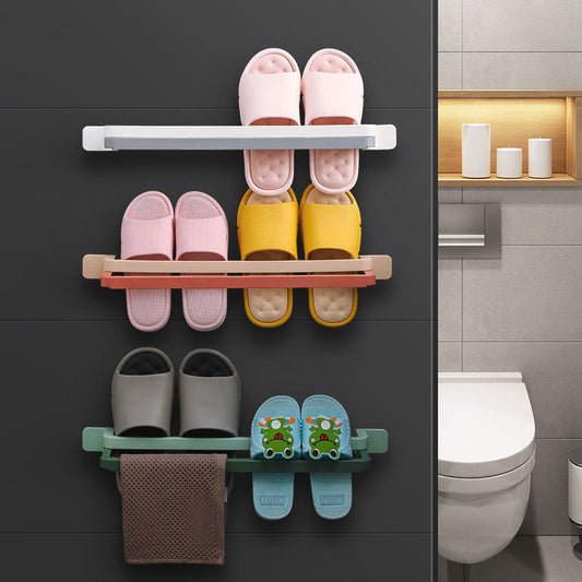 No-Hole Installation Foldable Slippers Rack