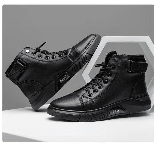 Black Warm Leather Boots【Free shipping】