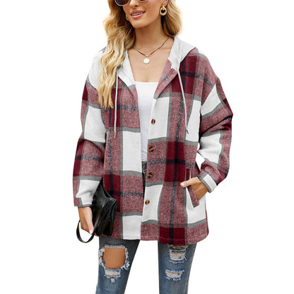 Pocket Plaid Fleece Casual Jacket - free shipping