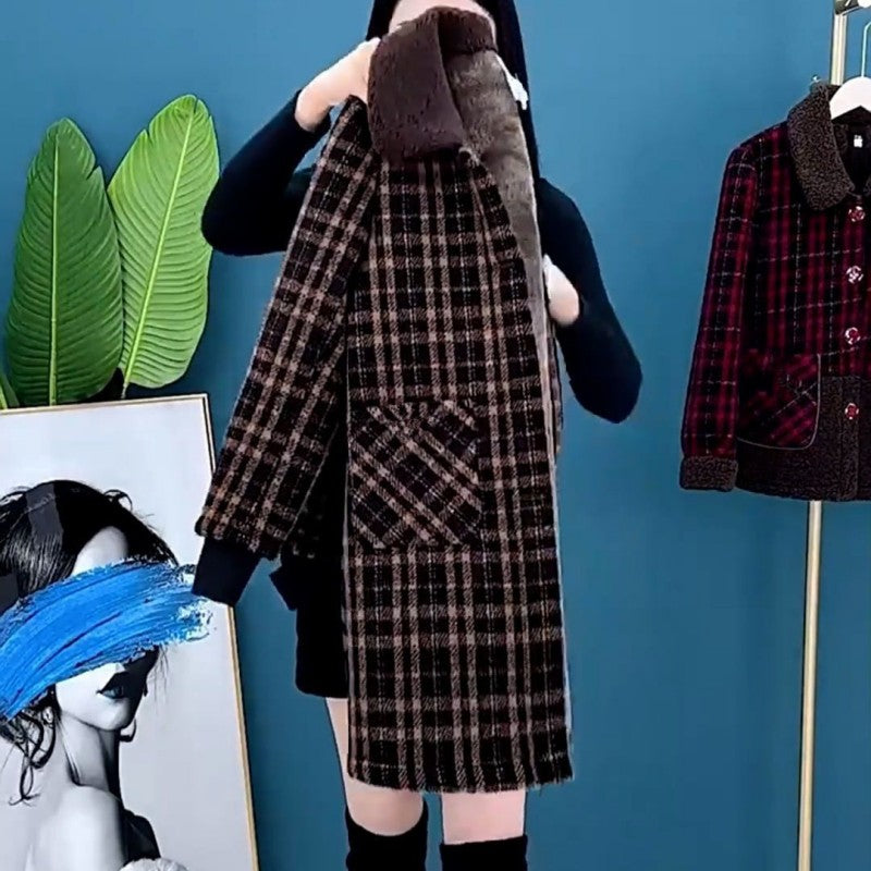 [Women’s Gift] Women's Plush Thick Mid Length Jacket Coat – moutew