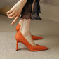 [Nice gift] French-style pointed-toe temperament shallow mouth high-heeled shoes