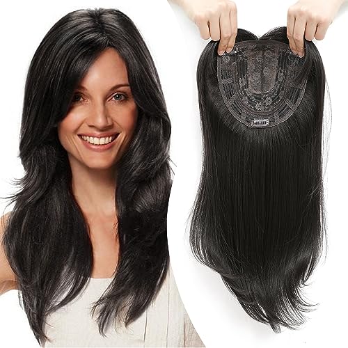 Topper Layered Hair Hairpieces with Bangs for Women with Thinning Hair