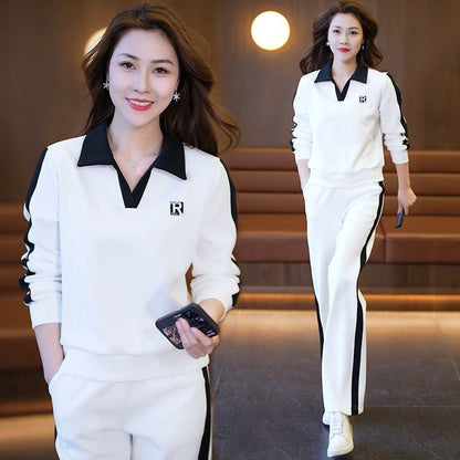 🔥HOT SALE🔥Best Gift for Her - Women's Fashion Casual Lapel Sports Sweatshirt Set