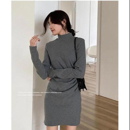 🔥Black Friday super sale🔥----Sexy Solid Color Turtleneck Mini Dress