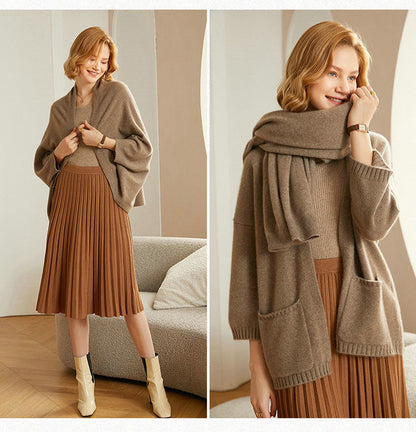 🔥Ideal Gift - Faux Cashmere Warm Dual Purpose Shawl Scarf Cardigan