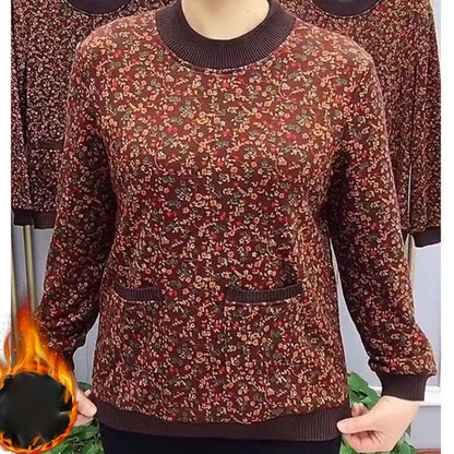 🔥HOT SALE🔥 Nice Gift! Women’s Warm Plush Round Neck Pullover Bottom Shirt (40%OFF)