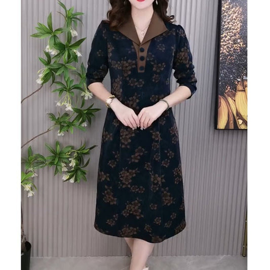 🔥✨HOT SALE 🔥✨Gift Choice - Lapel V-neck Slim Fashion Long Sleeve A-line Dress(47%OFF)