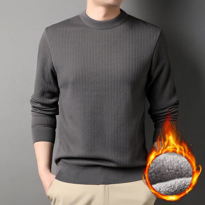 [warm gift] Men’s Thick Plush Lined Knit Bottom Shirt