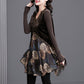 Best Gift for Her * Elegant Floral Print Lace Trim V-Neck Dress