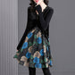 Best Gift for Her * Elegant Floral Print Lace Trim V-Neck Dress