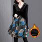 Best Gift for Her * Elegant Floral Print Lace Trim V-Neck Dress