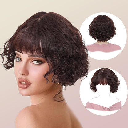 🎁Hot Sale 50% OFF⏳Short Curly Hair Toppers with Bangs Breathable Wiglets Hairpieces